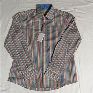 House Of Lords Multi Color Striped Men's Button Up Shirt